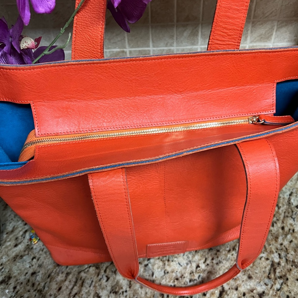 TERRIDA Solar Bag Tote Shopper Genuine Leather Made In Italy.!! - Picture 3 of 10